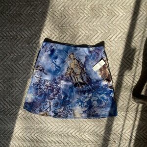 Anthropologie Tilda Mini Slip Skirt in Blue and Beige